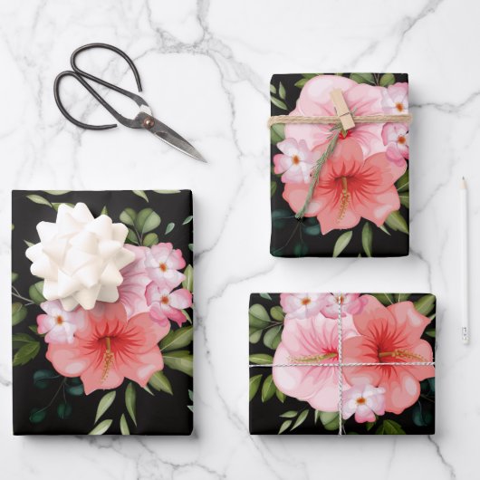 Feuille De Papier Cadeau Fleurs aquarelles 25 (Recto)