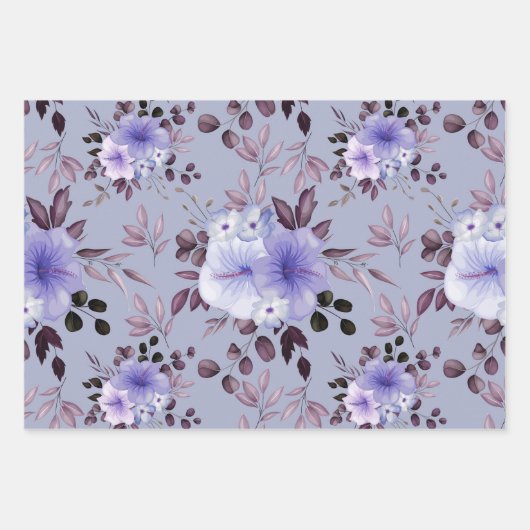 Feuille De Papier Cadeau Fleurs aquarelles 27 (Devant 3)