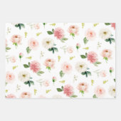 Feuille De Papier Cadeau Fleurs aquarelles féminines rose et blanches (Devant 2)