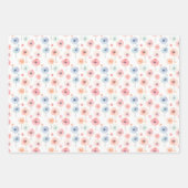 Feuille De Papier Cadeau Fleurs arc-en-ciel pastel sur fond blanc (Devant)