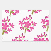 Feuille De Papier Cadeau Fleurs Blances Sur Rose (Devant 2)