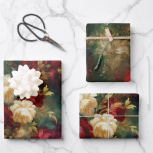 Feuille De Papier Cadeau Fleurs blanches et rouges romantiques Mariage Baby