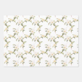 Feuille De Papier Cadeau Fleurs blanches Glam argenté (Devant)