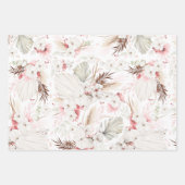 Feuille De Papier Cadeau Fleurs blanches roses Boho Botanique Élégant (Devant)