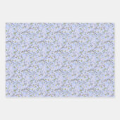 Feuille De Papier Cadeau Fleurs Blanches sur Fond Bleu (Devant 2)