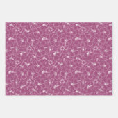 Feuille De Papier Cadeau Fleurs blanches sur framboise (Devant 3)