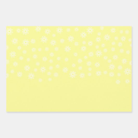 Feuille De Papier Cadeau Fleurs blanches sur Pastel Jaune (Devant 2)