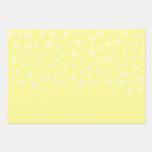 Feuille De Papier Cadeau Fleurs blanches sur Pastel Jaune (Devant)