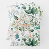 Feuille De Papier Cadeau Fleurs blanches verdure Shower de mariage  (En situation)