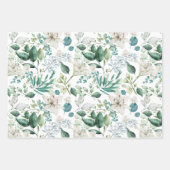 Feuille De Papier Cadeau Fleurs blanches verdure Shower de mariage  (Devant)