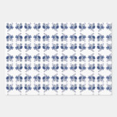 Feuille De Papier Cadeau Fleurs bleues (Devant 3)