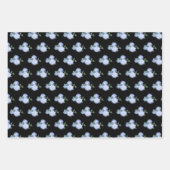 Feuille De Papier Cadeau Fleurs bleues et Motif verdoyant (Devant 3)