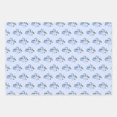 Feuille De Papier Cadeau Fleurs bleues et Motif verdoyant (Devant 2)