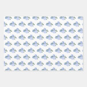 Feuille De Papier Cadeau Fleurs bleues et Motif verdoyant (Devant)