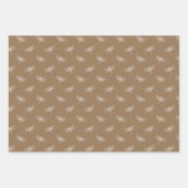 Feuille De Papier Cadeau Fleurs Brown de crème Points libellules (Devant 3)