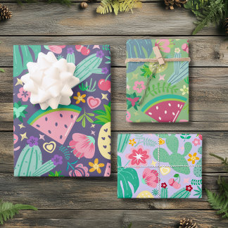 Feuille De Papier Cadeau Fleurs & Cactus Douce Floraison Botanique du Déser