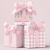 Feuille De Papier Cadeau Fleurs cardiaques rayures