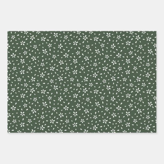 Feuille De Papier Cadeau Fleurs celtes d'IRLANDE vert beige brun (Devant 2)