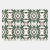 Feuille De Papier Cadeau Fleurs celtes d'IRLANDE vert beige brun (Devant 3)