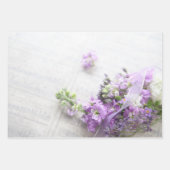Feuille De Papier Cadeau Fleurs dans les tons lavande (Devant)