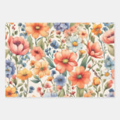 Feuille De Papier Cadeau Fleurs d'aquarelle Abstraites pour n'importe quell (Devant 2)