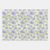 Feuille De Papier Cadeau Fleurs d'aquarelle de lavande 3 Jolies variantes (Devant 3)