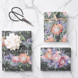 Feuille De Papier Cadeau Fleurs d'aquarelle Exotique Tropical King Protea