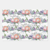 Feuille De Papier Cadeau Fleurs d'aquarelle Exotique Tropical King Protea (Devant)