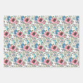 Feuille De Papier Cadeau Fleurs d'aquarelle rose et bleu (Devant)
