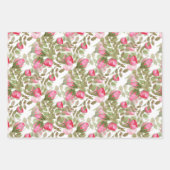Feuille De Papier Cadeau Fleurs d'aquarelle rose rose roses fleuris (Devant 3)