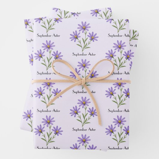 Feuille De Papier Cadeau Fleurs d'aster de septembre (En situation)