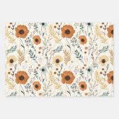 Feuille De Papier Cadeau Fleurs d'automne de Boho mignonnes (Devant)
