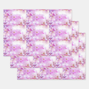 Feuille De Papier Cadeau Fleurs de cerisier rose en fleurs motif photo