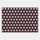 Feuille De Papier Cadeau Fleurs de cerisiers en noir (Devant)