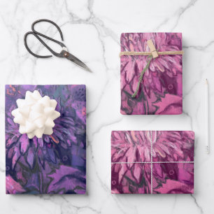 Feuille De Papier Cadeau Fleurs de chrysanthème Floral Peinture Violet rose