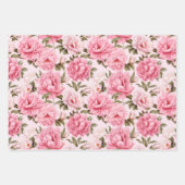 Feuille De Papier Cadeau Fleurs de fleurs rose pâle (Devant)