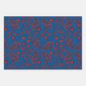 Feuille De Papier Cadeau fleurs de fraise sur bleu (Devant 3)