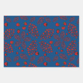 Feuille De Papier Cadeau fleurs de fraise sur bleu (Devant 2)