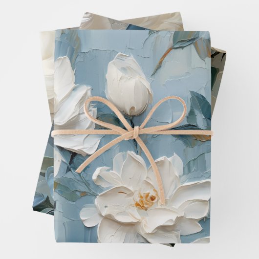 Feuille De Papier Cadeau Fleurs de gardenia blanches (En situation)