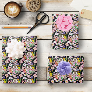 Feuille De Papier Cadeau Fleurs de hérisson mignonnes