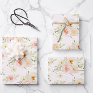 Feuille De Papier Cadeau Fleurs de Jardin Bleues