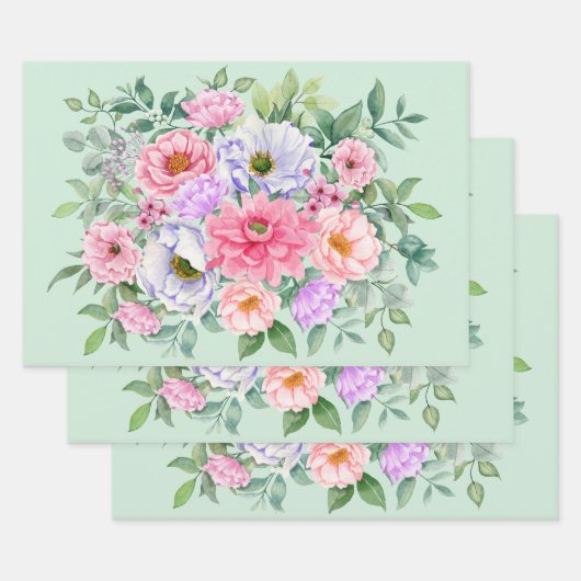 Feuille De Papier Cadeau Fleurs de Jardin d'été délicieuses (Lot)