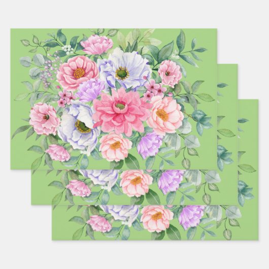Feuille De Papier Cadeau Fleurs de Jardin d'été délicieuses (Lot)