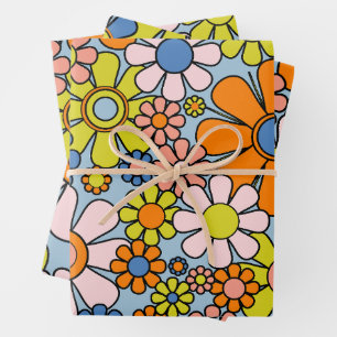 Feuille De Papier Cadeau Fleurs de Jardin Retro Super 60s les années 70 Pri