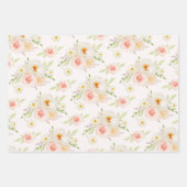 Feuille De Papier Cadeau Fleurs de jardin rose tendre (Devant)