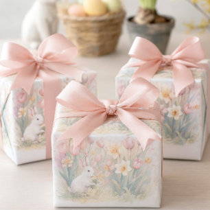 Feuille De Papier Cadeau Fleurs de lapin pour Pâques-printemps