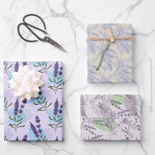 Feuille De Papier Cadeau Fleurs de Lavande (Recto)