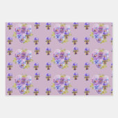 Feuille De Papier Cadeau Fleurs de lavande violet Pépites florales Aquarell (Devant 2)
