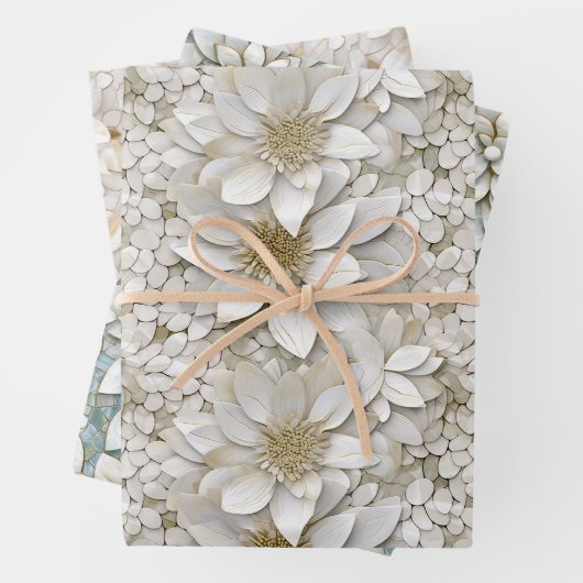 Feuille De Papier Cadeau Fleurs de lotus blanc (En situation)