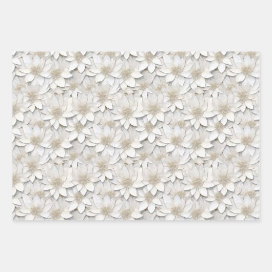 Feuille De Papier Cadeau Fleurs de lotus blanches (Devant)